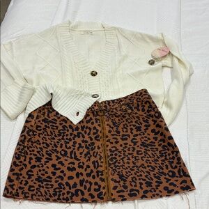 We The Free Cream and Leopard Print Set